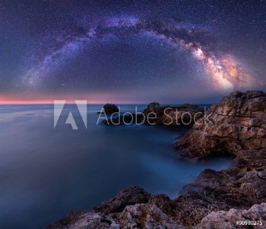 Picture of Milky Way over the sea Night landscape with Milky Way Galaxy above the Black sea